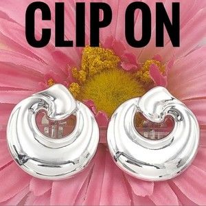 Silver Door Knocker Clip On Earrings